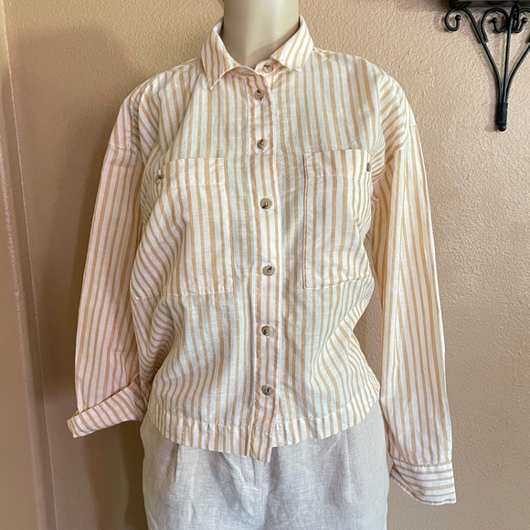 Madewell Tops - MADEWELL striped cropped long sleeves blouse
